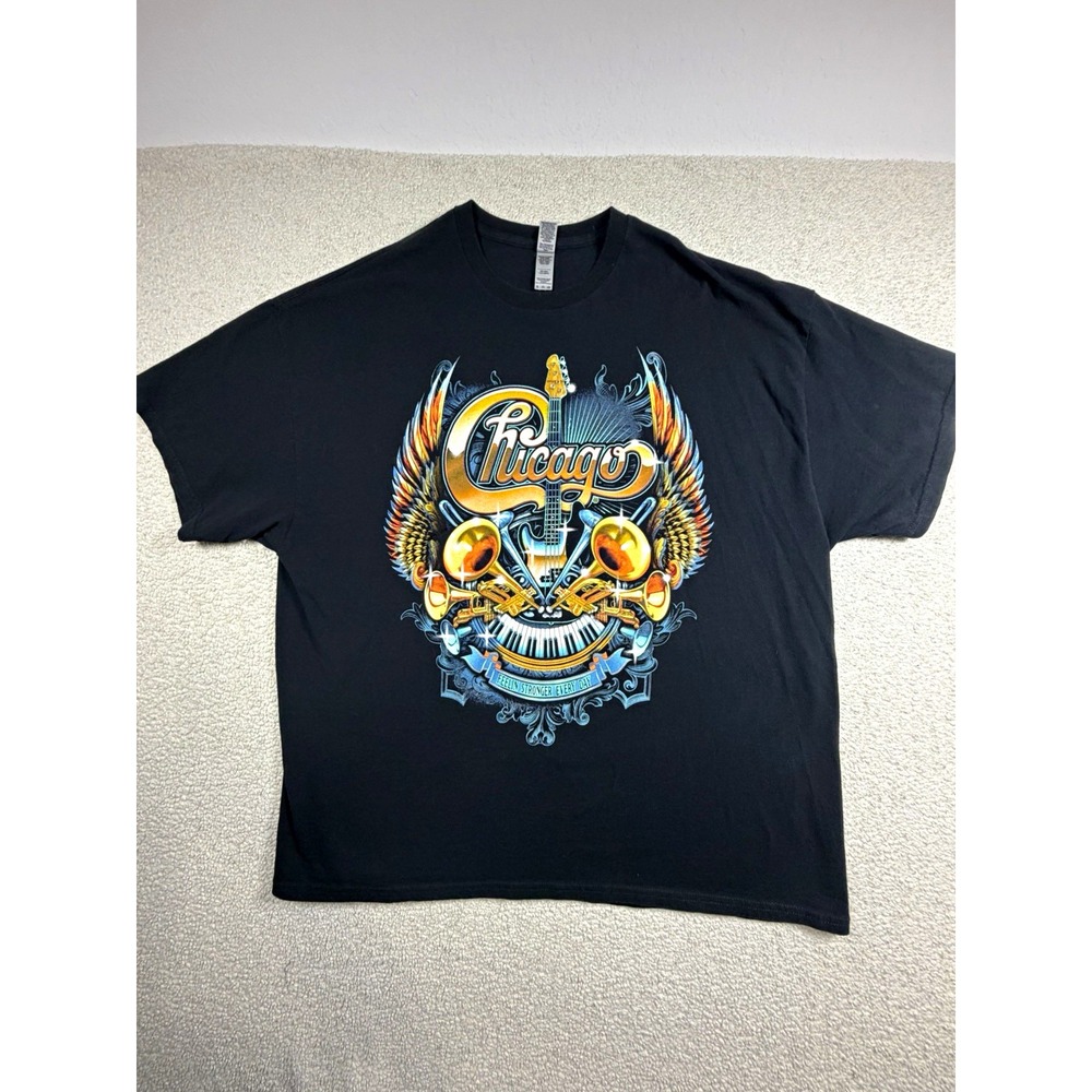 Chicago 2022 Tour T Shirt Mens 2XL Black Band Concert Graphic Tee Gildan